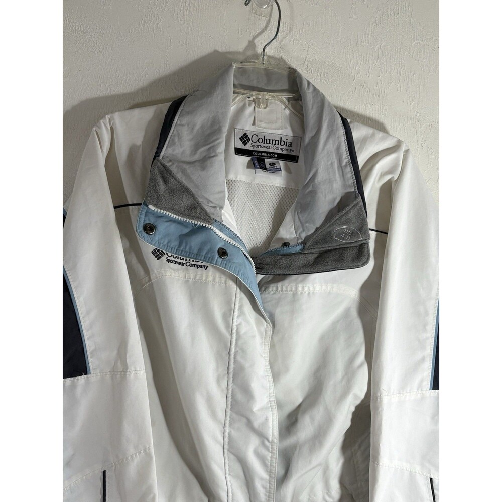 Columbia Woman’s Core White Blue Interchange Coat Zipped Pockets Large - Picture 3 of 10